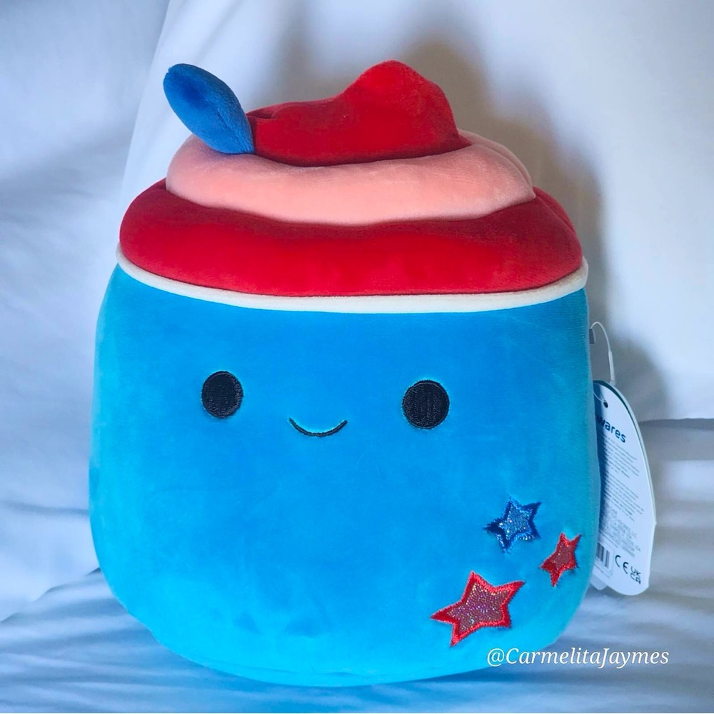 IZAAK 🥤 12" Blue Patriotic Slushy Original Squishmallow By Kellytoy NWT